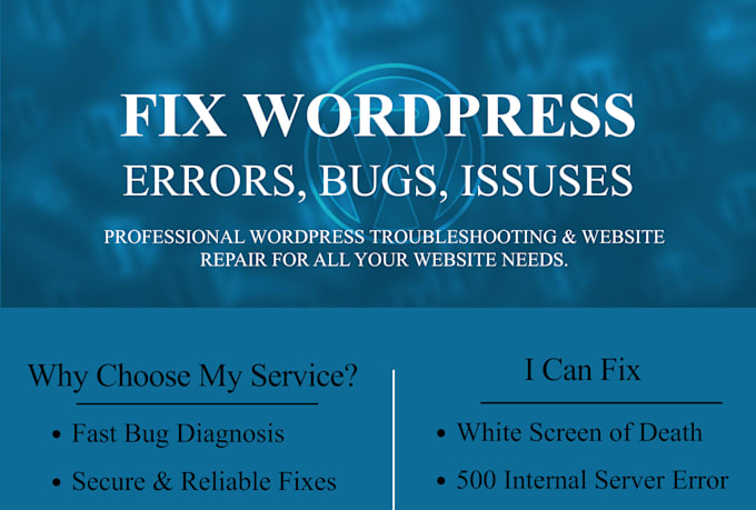 fix wordpress errors, bugs, issues or update website